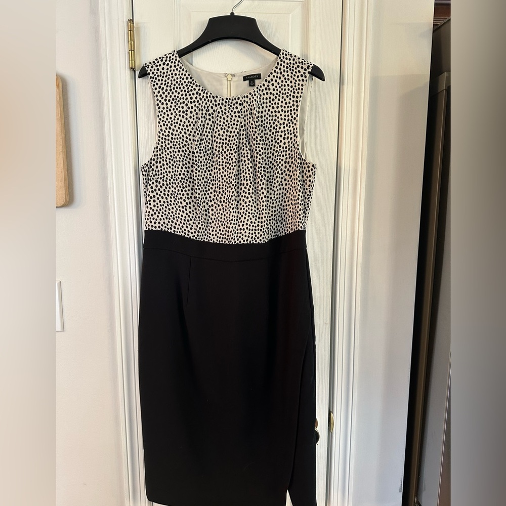 Talbots Black and White Sleeveless Midi Dress
